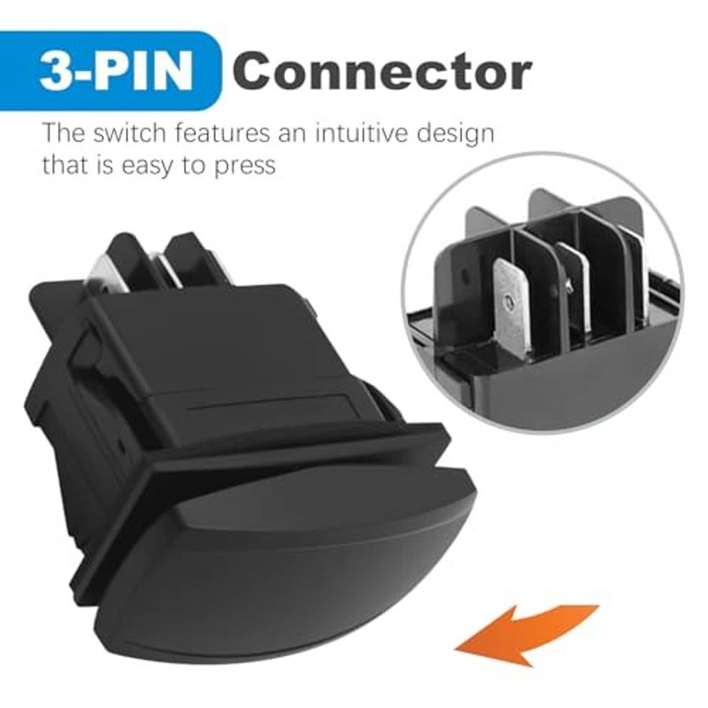 Black forward/reverse switch with 3-pin connector and spring-plate contact details