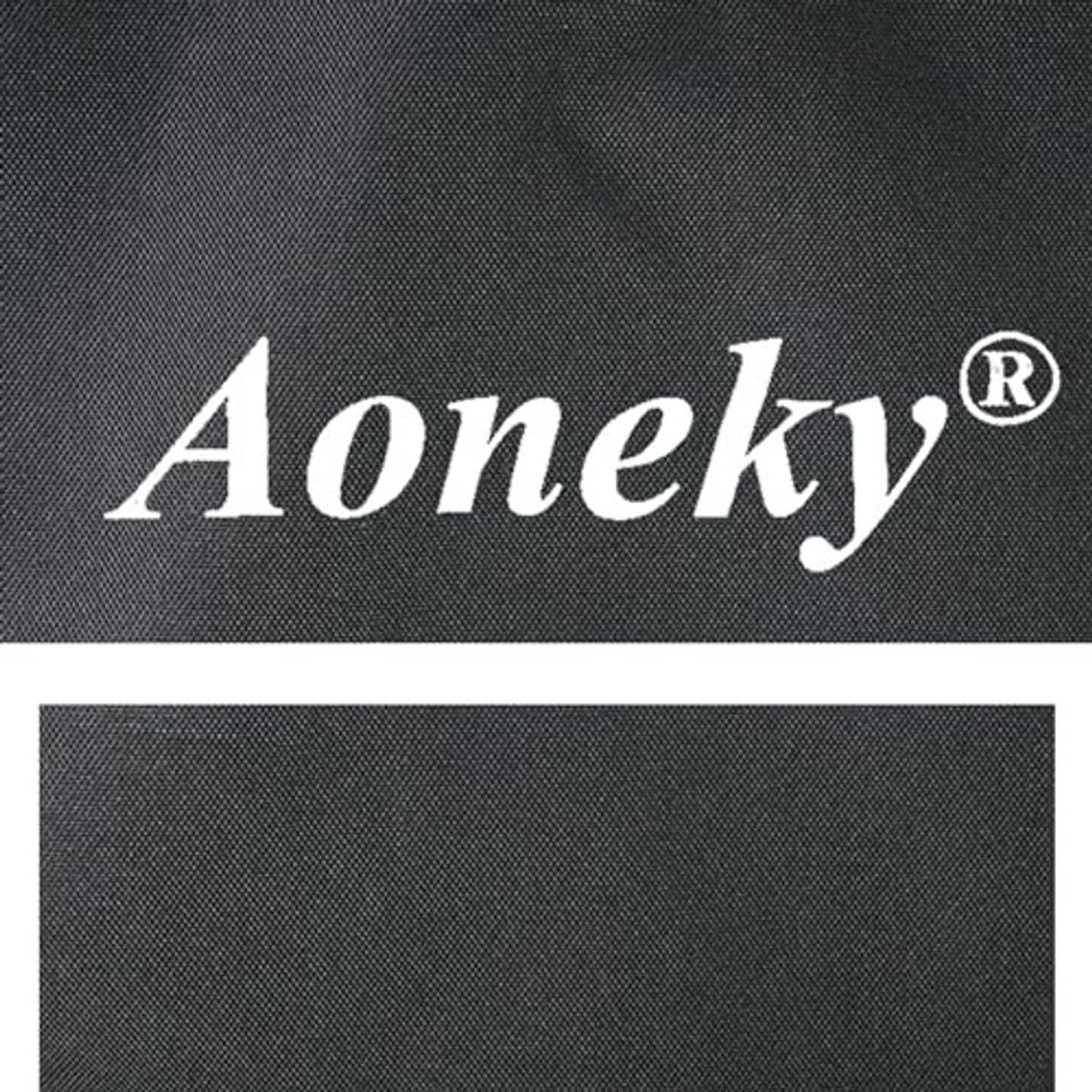 Aoneky® logo on dark gray woven training backdrop fabric texture