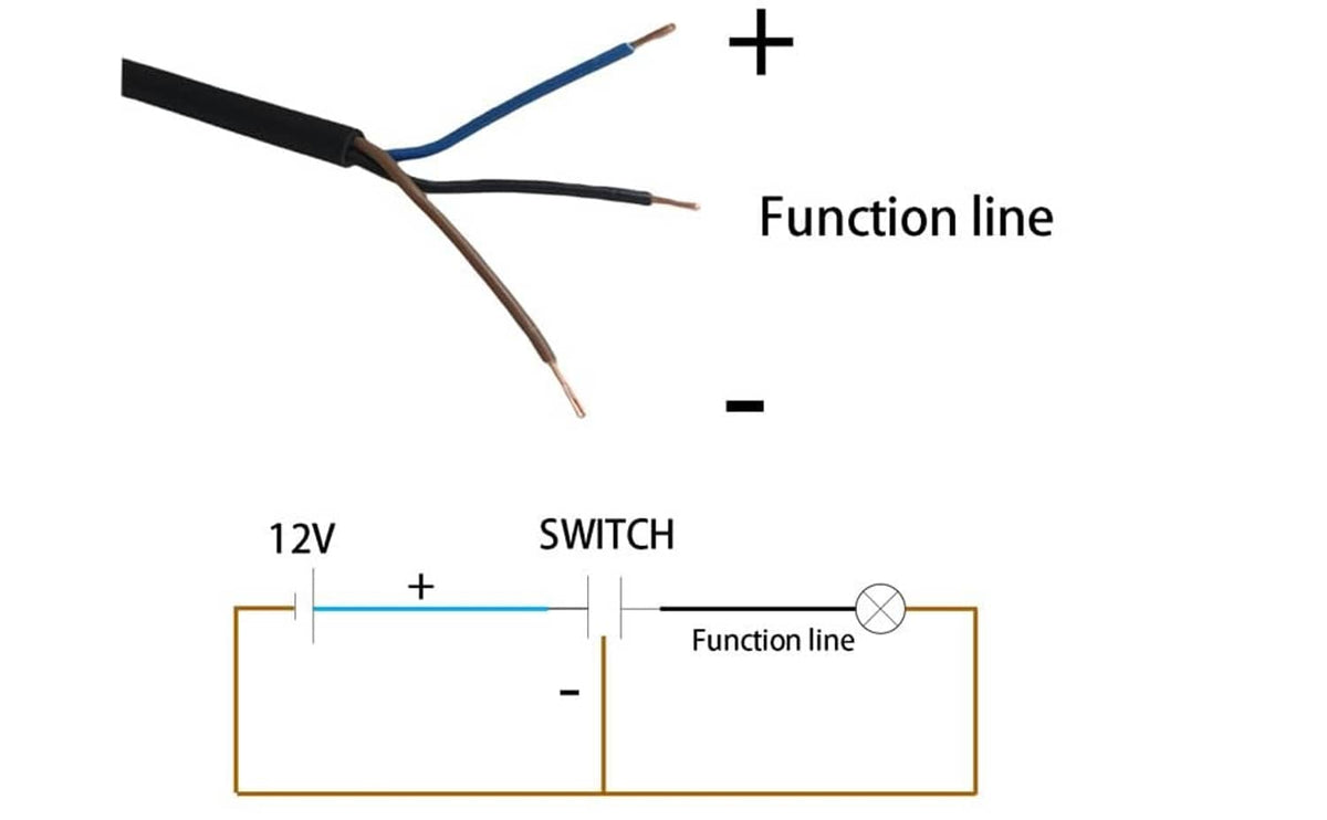 LED switch wire harness with function line connectors