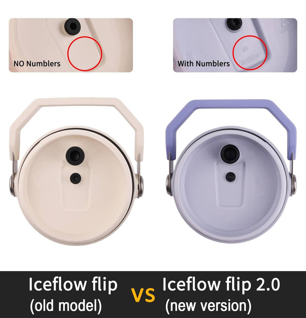Flip tumbler base detail comparison for straw compatibility, old vs new version.