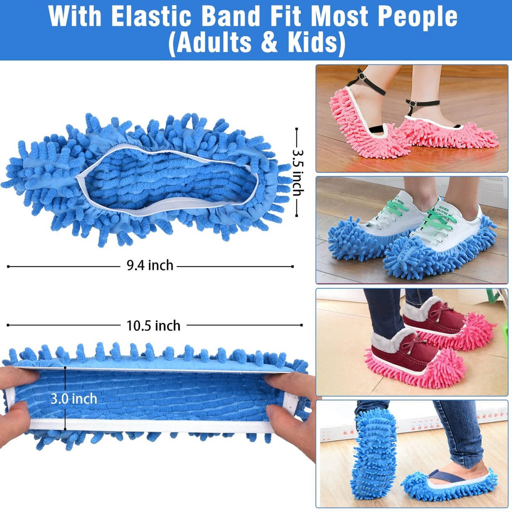 Elastic microfiber mop slippers with shoe cover opening, plus size measurements