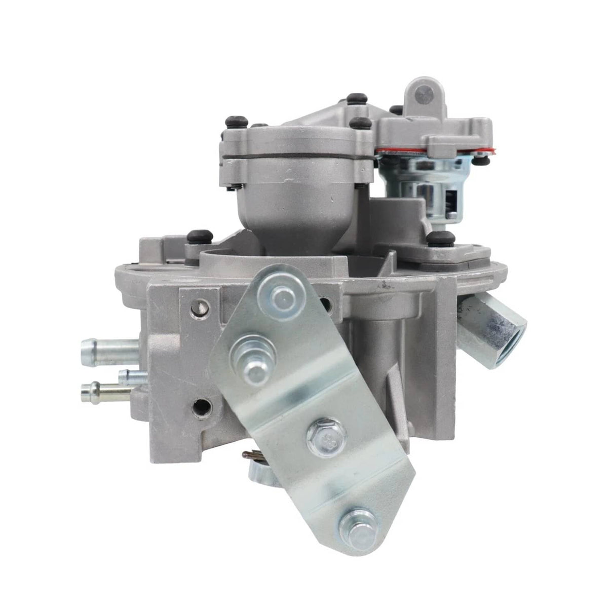Throttle body assembly with linkage bracket and mounting holes, silver metal casing
