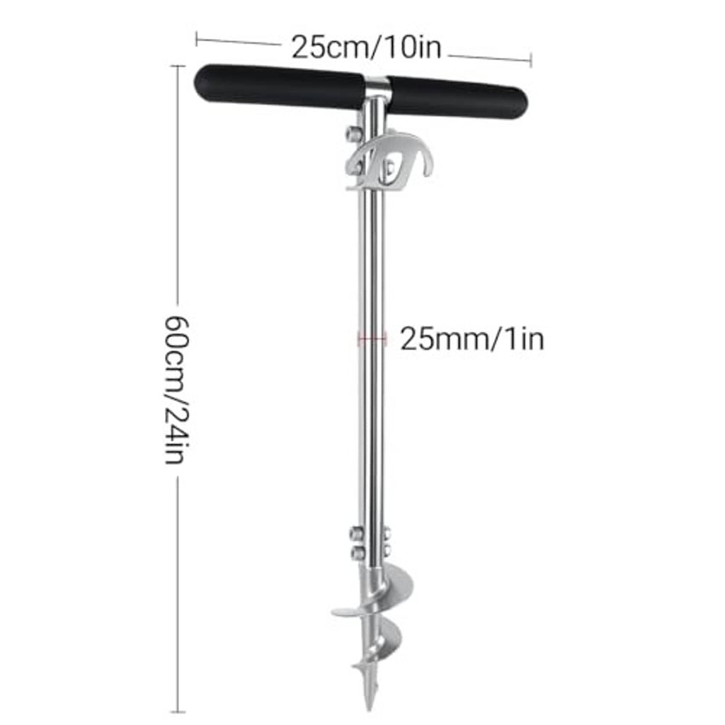 Screw-in boat anchor pole with black T-handle, 60cm overall length