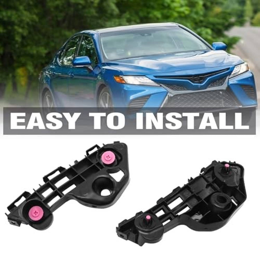 Black bumper bracket retainers set, shown side by side with pink fasteners for mounting