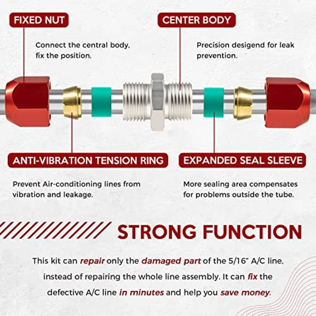 AC splice connector diagram with red couplers, brass fittings, springs, and green seals