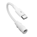 USB-C to barrel plug replacement adapter cable, white, with protective strain relief