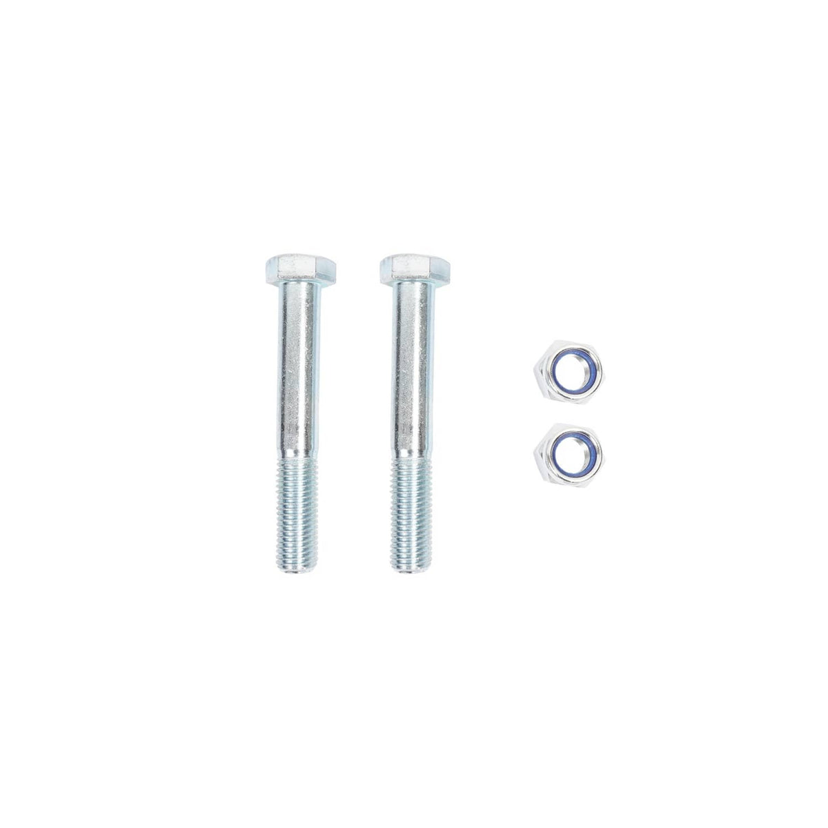 Hardware kit: two silver bolts and two hex nuts for mini excavator rake attachment
