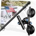 Black RV suction cup flagpole mount kit with adjustable pole and dual suction bases