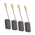 Carbon brush replacement set with four dark gray blocks and braided copper wires, brass tabs