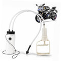 Motorcycle brake bleeder kit with white 400ml bottle, clear hose, manual vacuum pump, and black cap