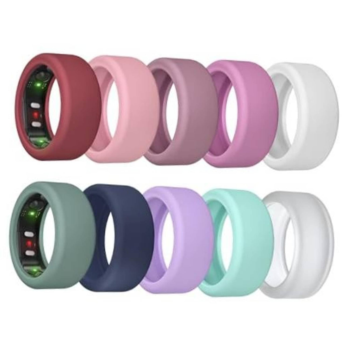 10-pack silicone ring covers in mixed colors, for wearable device