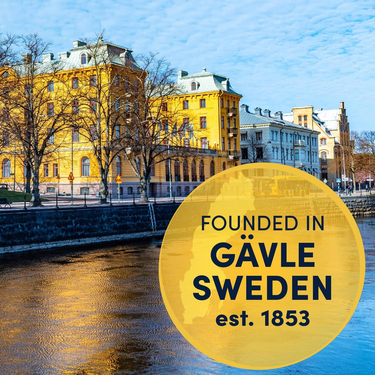 Gevalia cappuccino heritage graphic with Gävle, Sweden, est. 1853 text