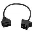 6-pin to 16-pin OBD diagnostic adapter cable with two black connector ends