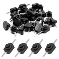 Black self-lock mini push button switches with two-pin leads, 50-piece set
