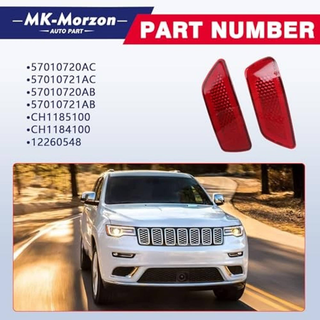 Red rear bumper reflector lamp pair with angled housings and textured lenses