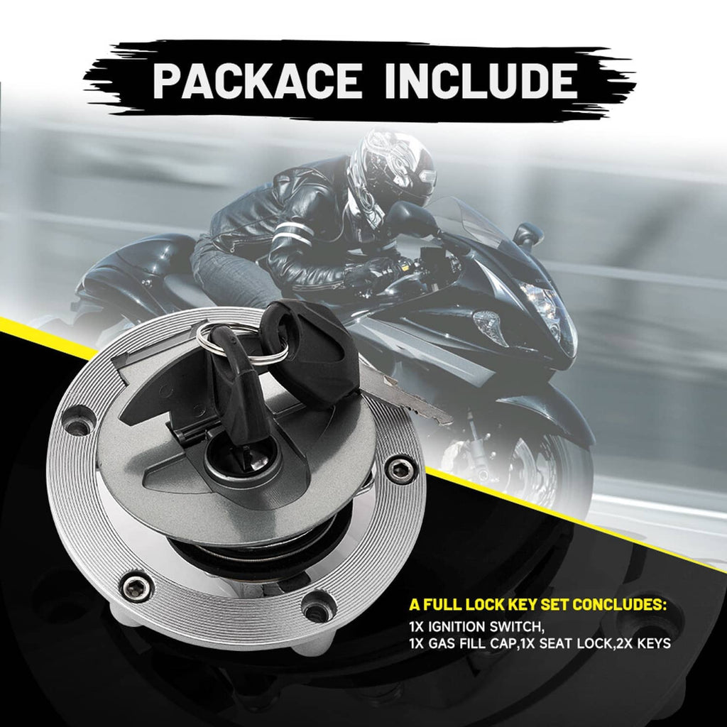 Locking fuel cap with keys and ignition switch cylinder accessory kit