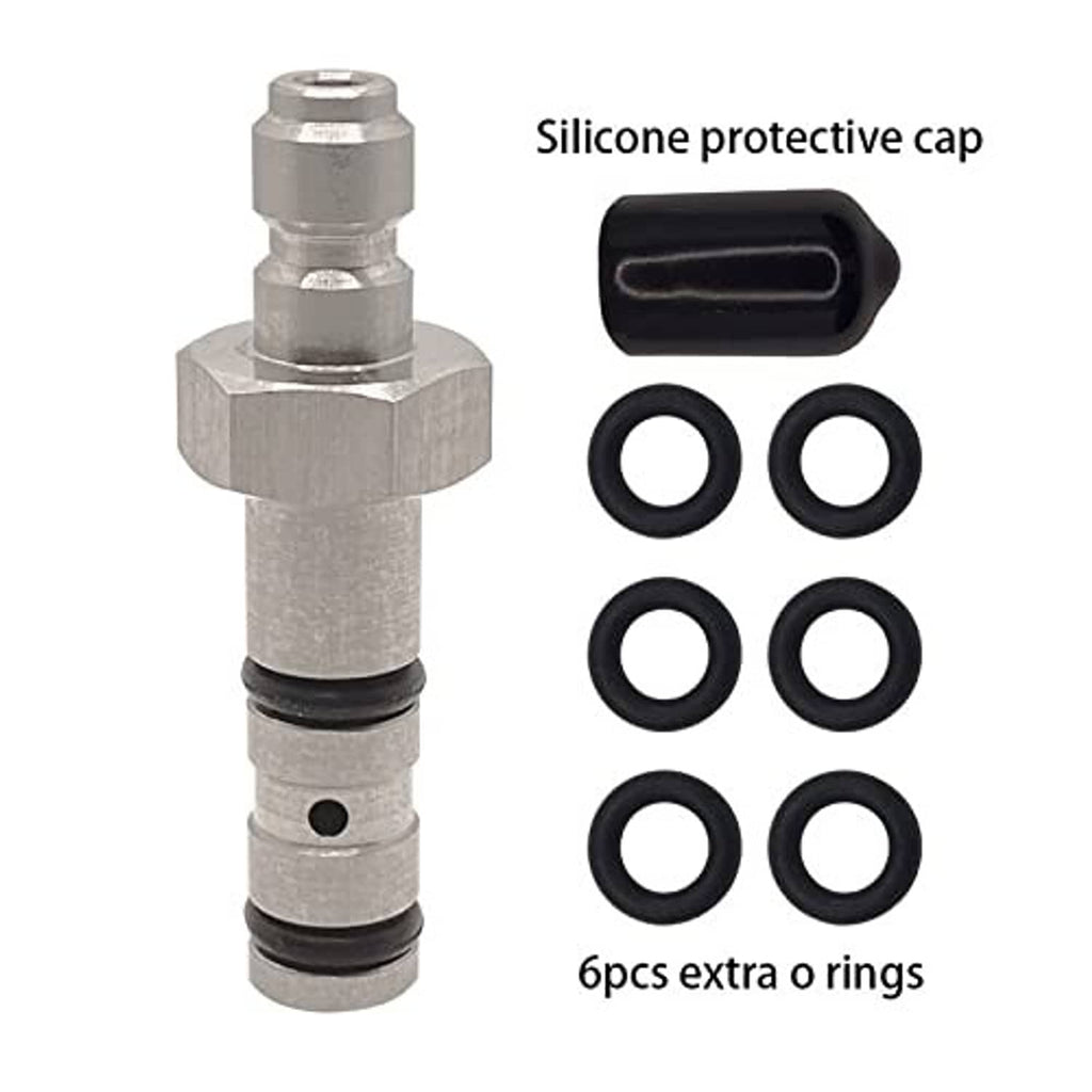 Quick-filling probe with silicone protective cap and six black O-ring seals