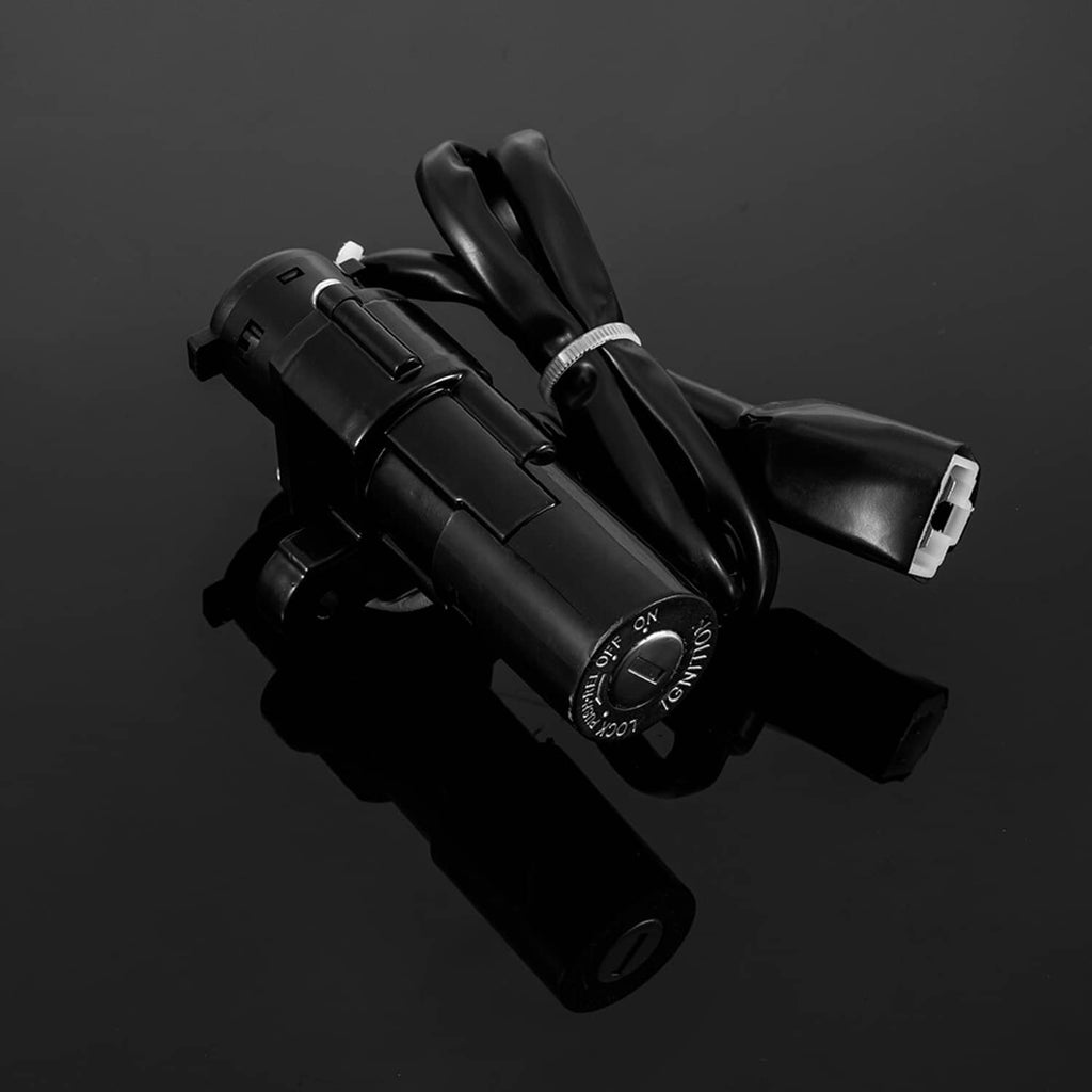 Black ignition switch lock assembly with keys and connector housing