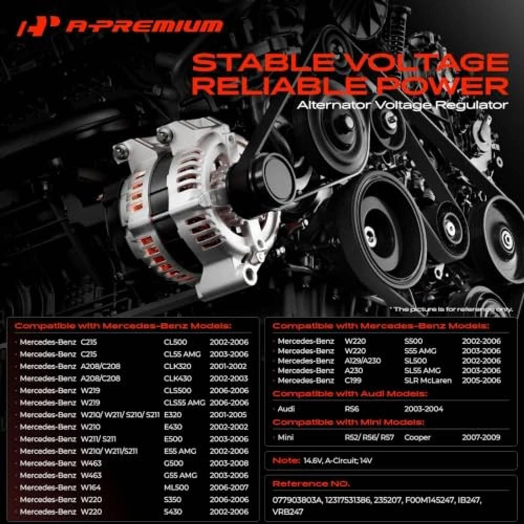 Alternator and voltage regulator component visible on a vehicle engine