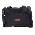 Lyman shooting range gun bag, black fabric with front zip pocket and carry handle straps