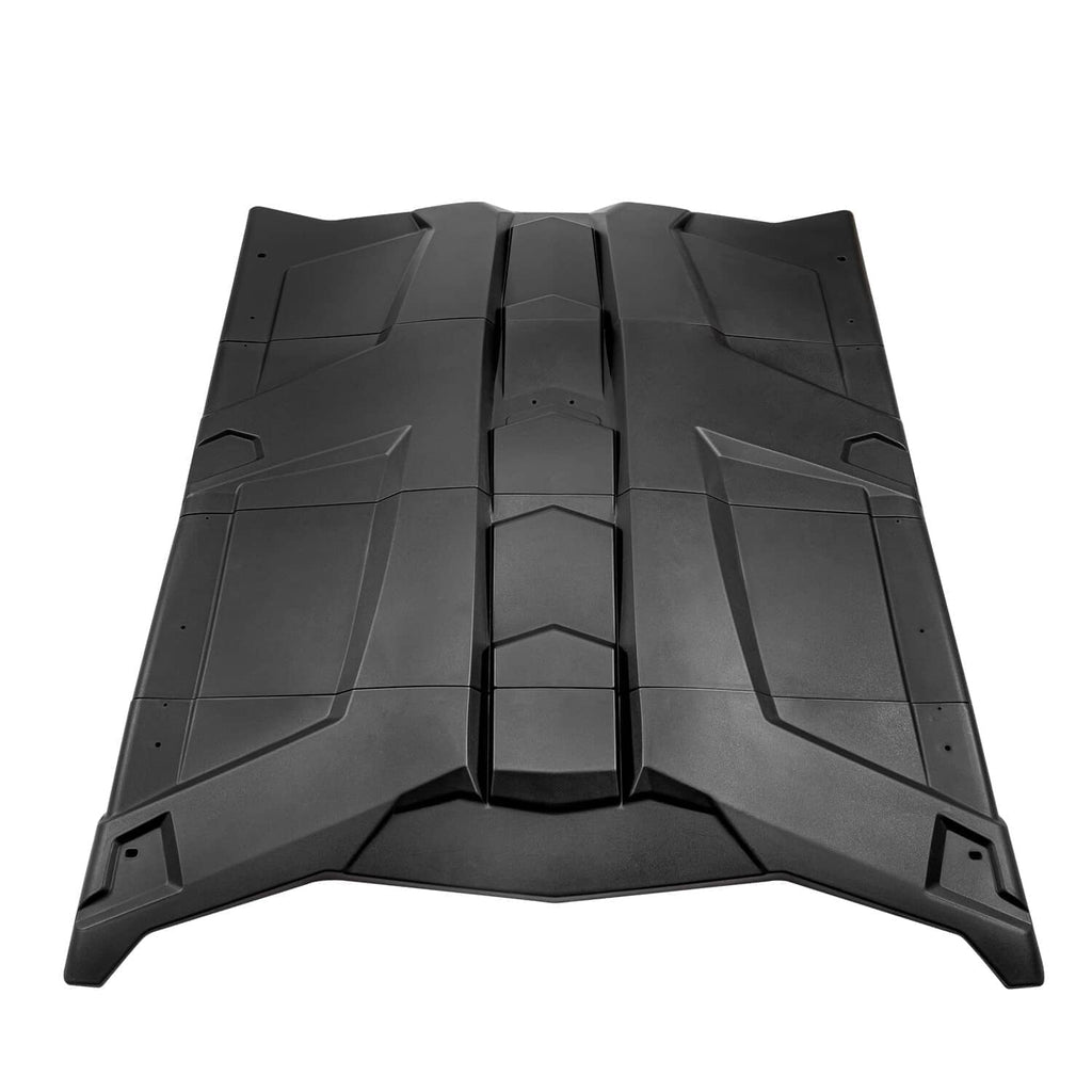 Black hard roof panels for UTV, curved modular assembly with center seam