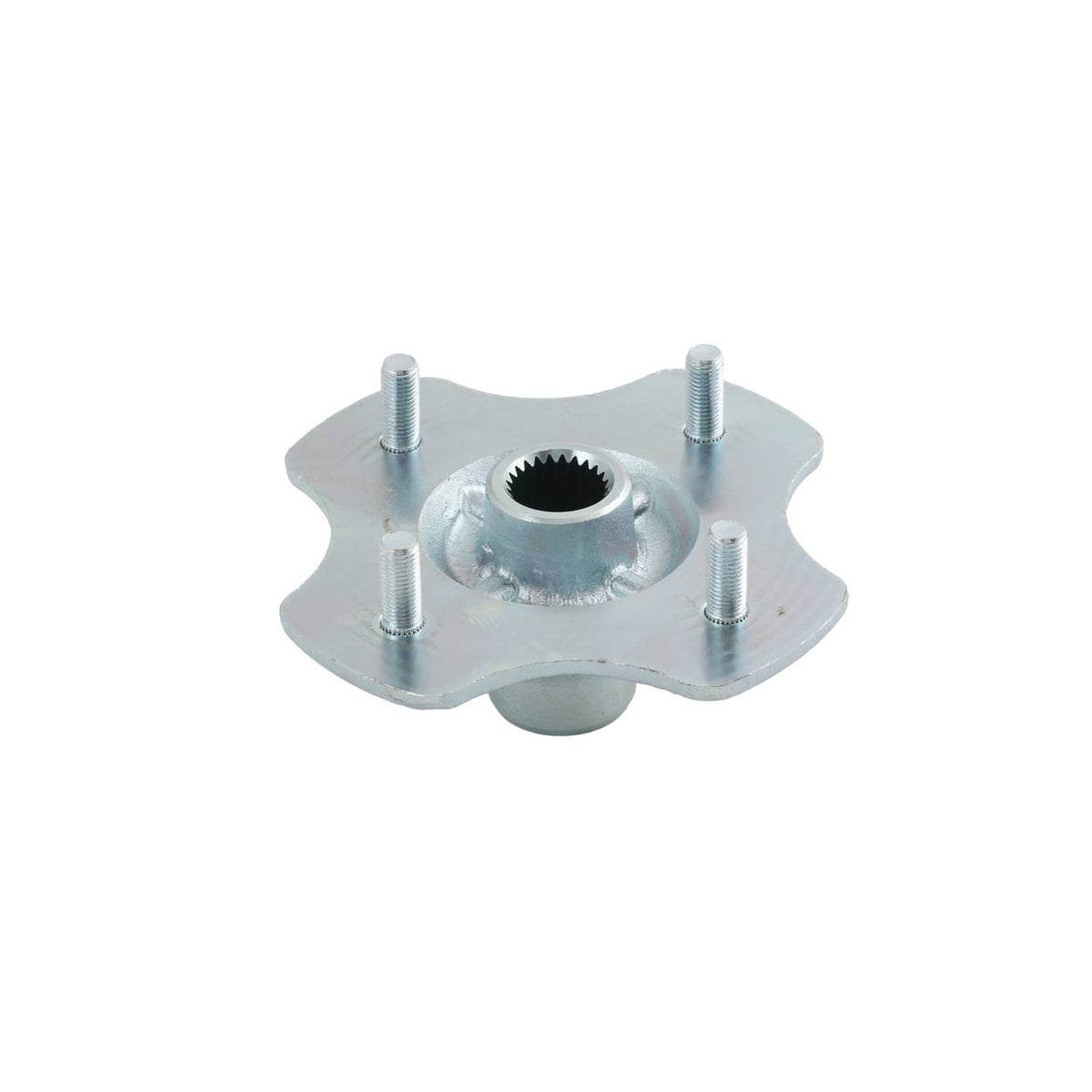 Rear axle wheel hub assembly with splined center and four mounting studs