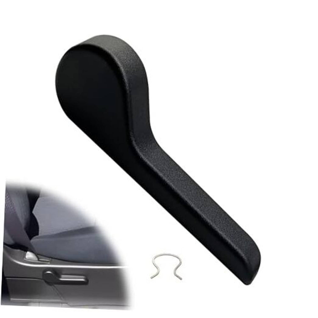 Black seat recliner handle with mounting clip, right-side style