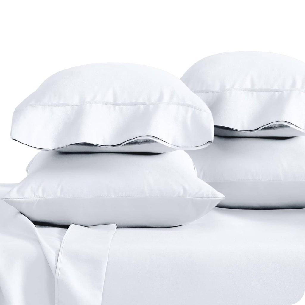 White standard pillowcases with overlap closure, smooth fabric, set of 4-pack