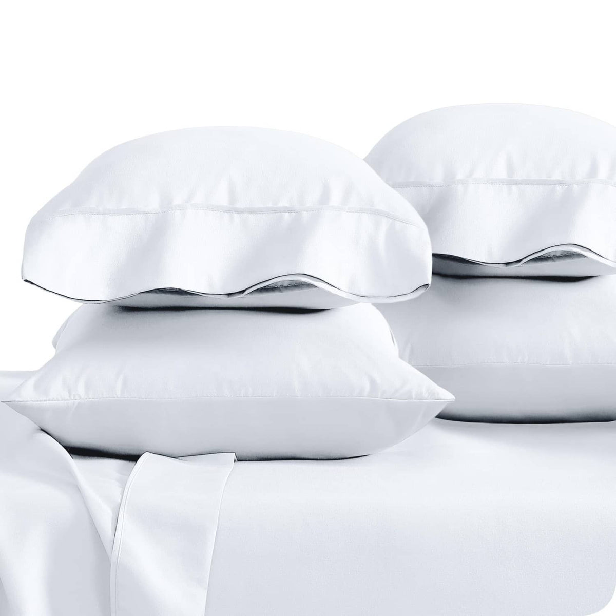 White standard pillowcases with overlap closure, smooth fabric, set of 4-pack