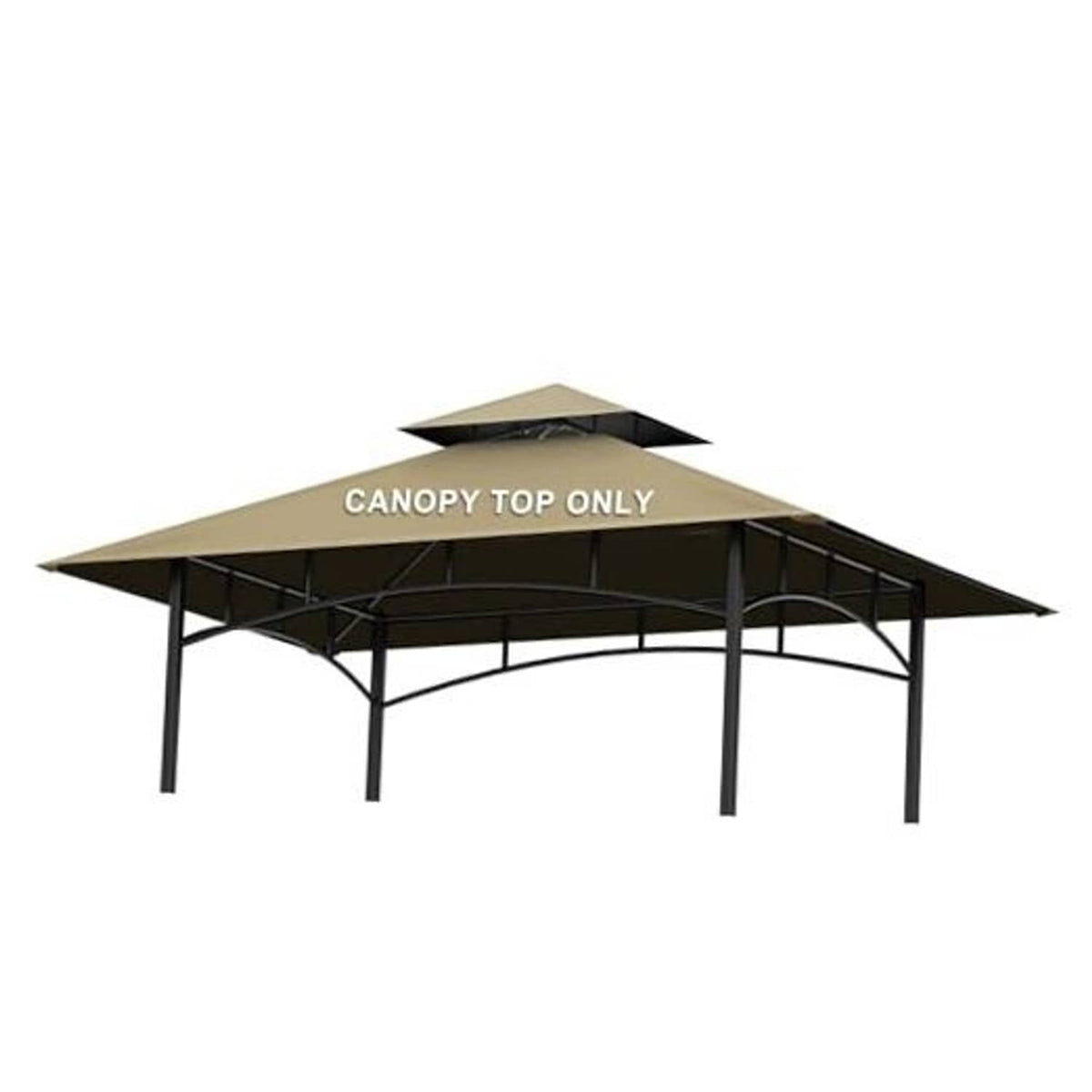 Khaki replacement canopy top with arched metal frame for grill gazebo