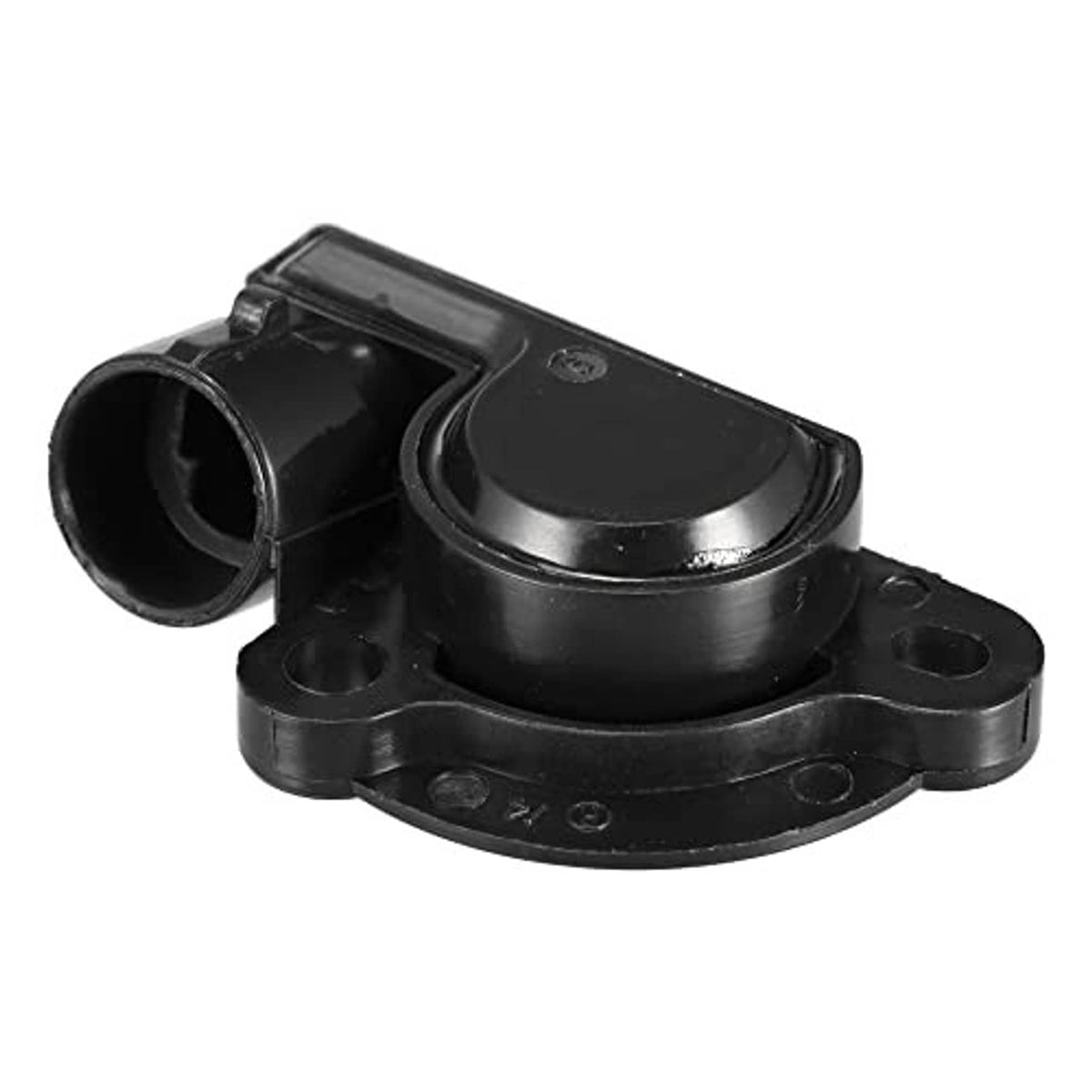 Throttle position sensor TPS, black sensor body with mounting plate and connector opening