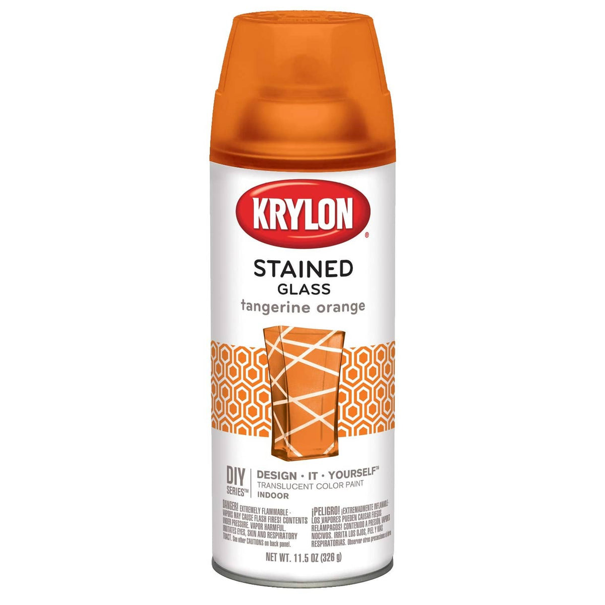 Krylon stained glass aerosol paint can in tangerine orange, 11.5 oz