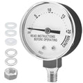 Pressure cooker gauge with round bezel, black gasket, and threaded 3/8UNC connection