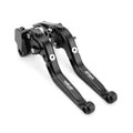 Adjustable folding brake and clutch levers, black metal pair with pivot hardware