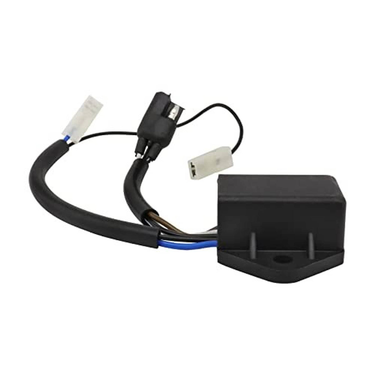CDI ignition module and harness with black box, two white terminals, and inline connector
