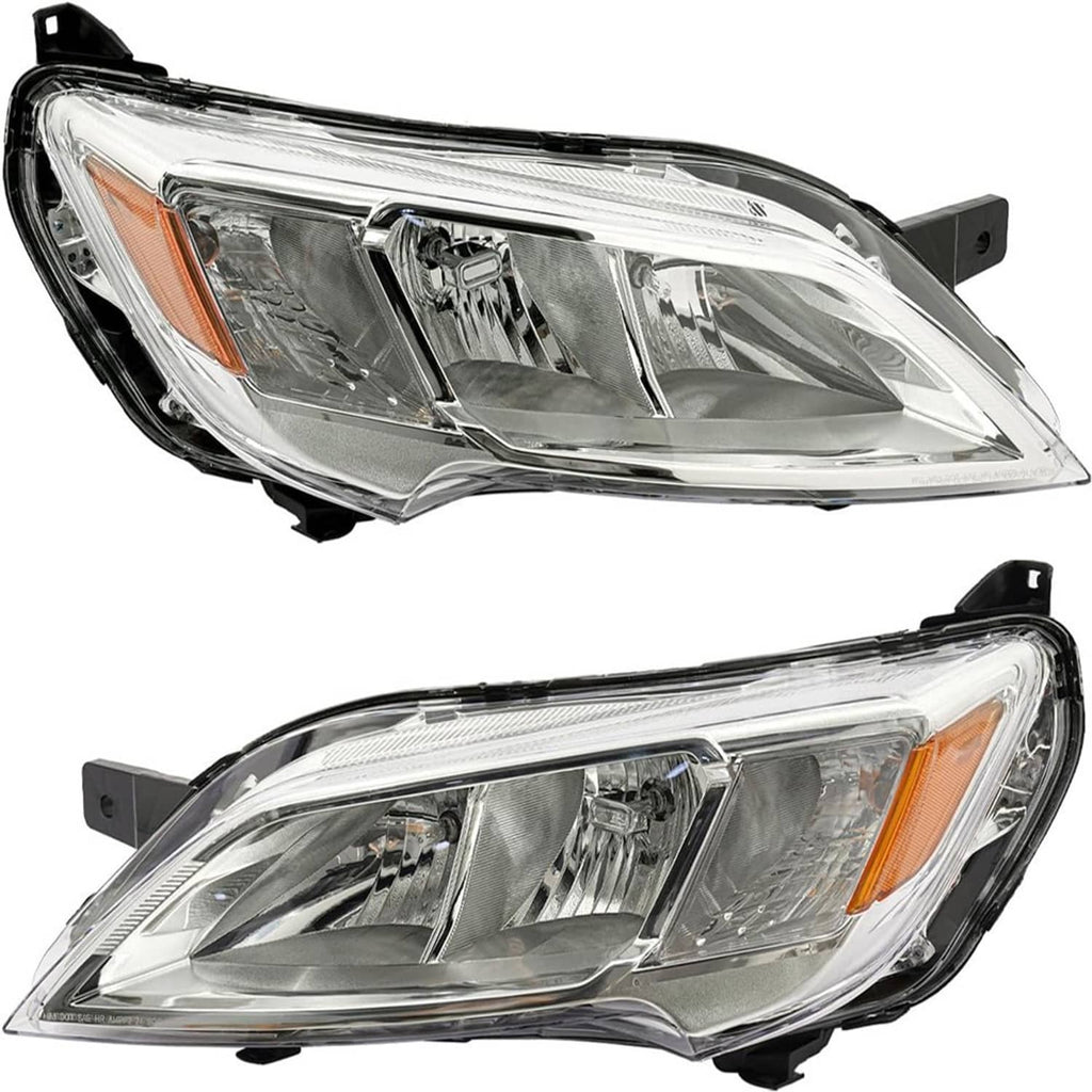 Pair of halogen headlights with clear lenses, chrome housing, and amber turn signal