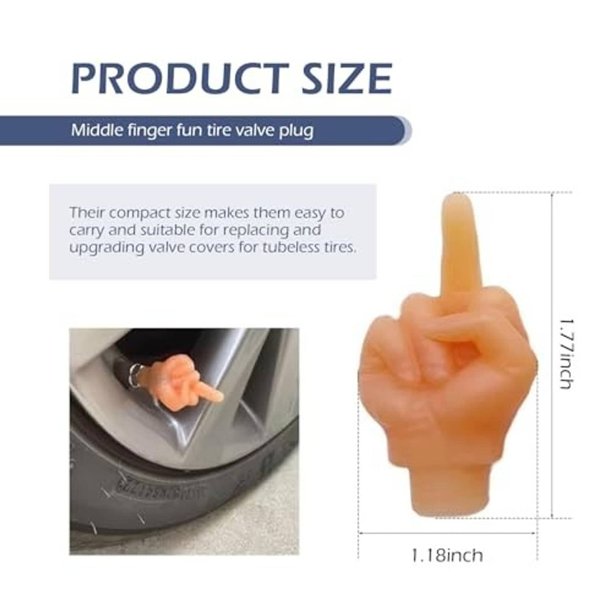 Orange middle-finger tire valve cap, size about 1.18 in