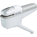 White Kokuyo Harinacs stapleless stapler with clear top cover and lever, portable design