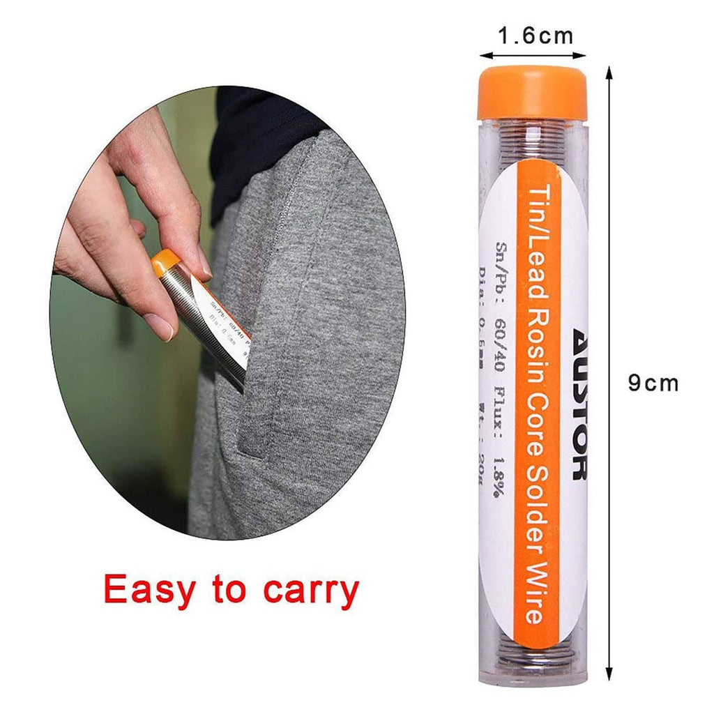 Single orange-topped solder wire tube with compact size markings