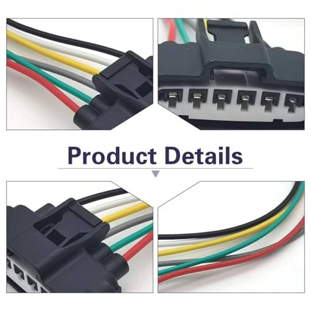 Close-up of 6-pin connector sockets on black throttle sensor repair harness