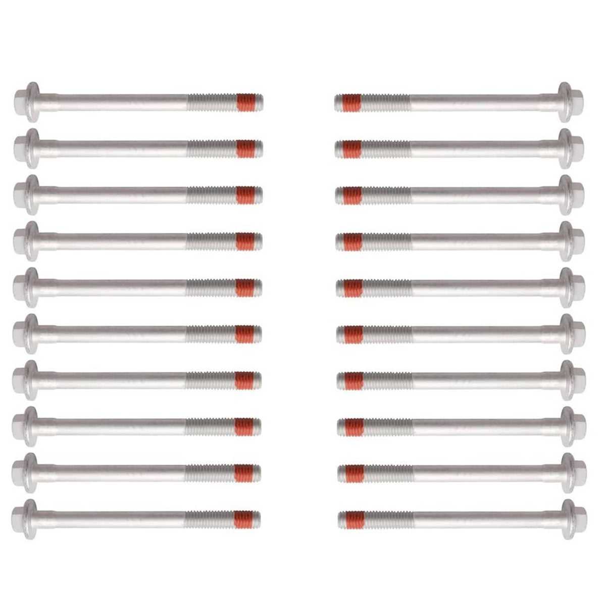 Camshaft lifter hardware studs with red thread markings, multiple pieces