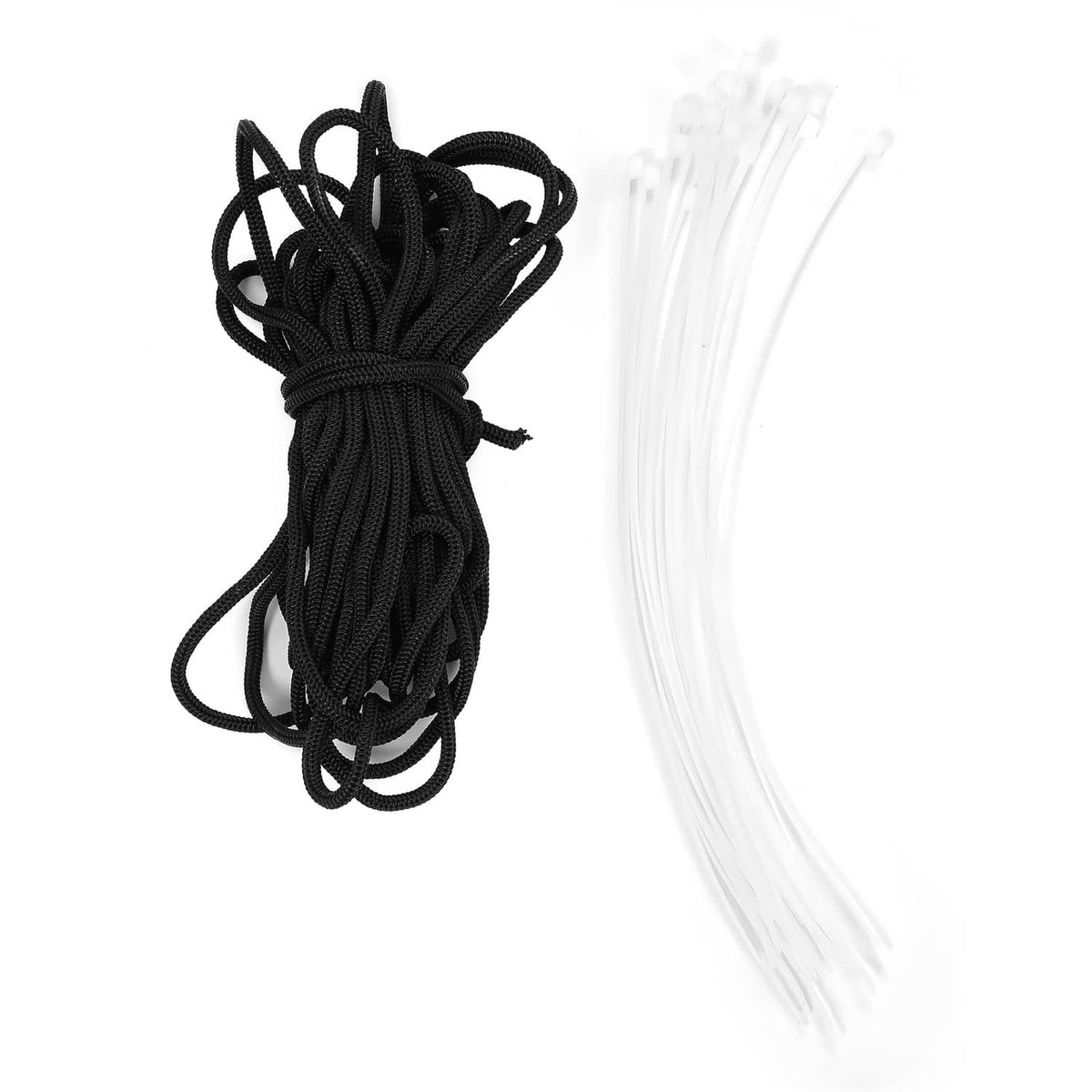 Black roof kit cords and ties bundle for golf cart sun cover installation