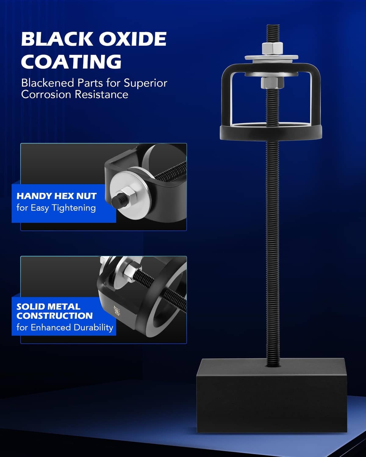 Clutch compression tool with black oxide coated threaded screw and base