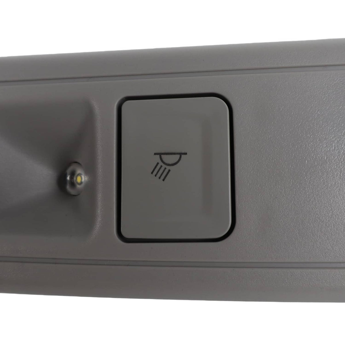 Gray dome light button with vent icon and small illuminated indicator