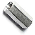 Steel coupling nut, hex shape, silver finish, 7/16-14 threads