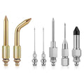 Grease gun needle tip kit with silver metal nozzles and needle tips