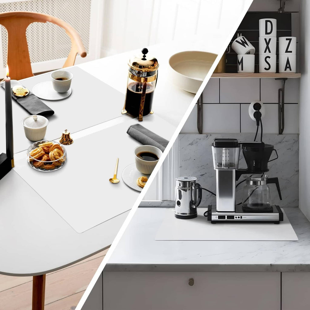 White translucent silicone counter mat sheet protecting countertop surfaces