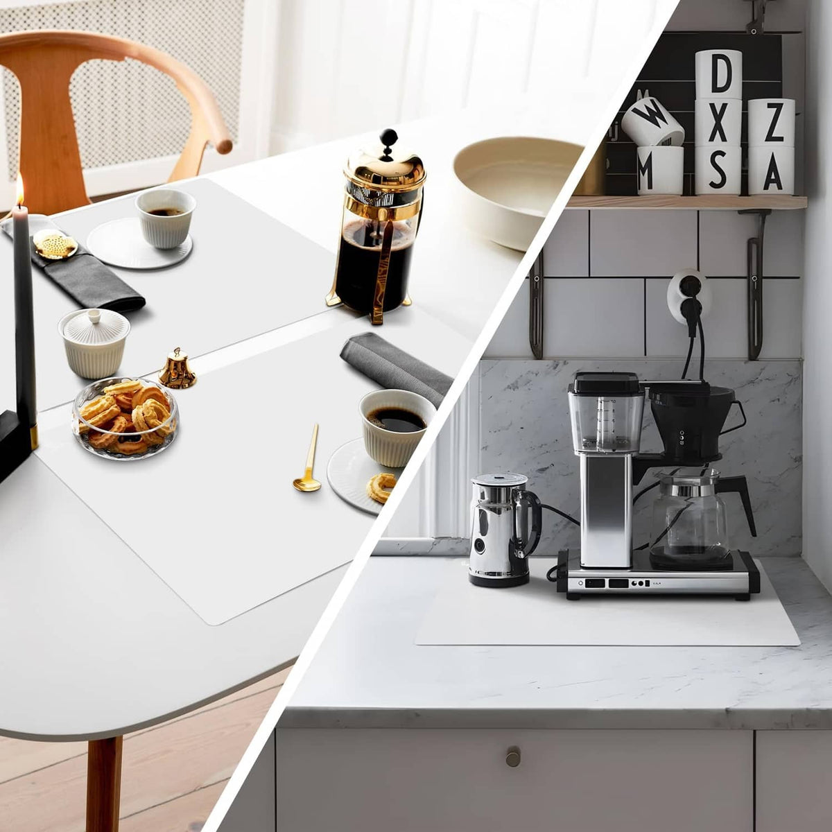 White translucent silicone counter mat sheet protecting countertop surfaces