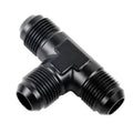 Black male 10AN flare T-union fitting, 3-way black anodized aluminum adapter