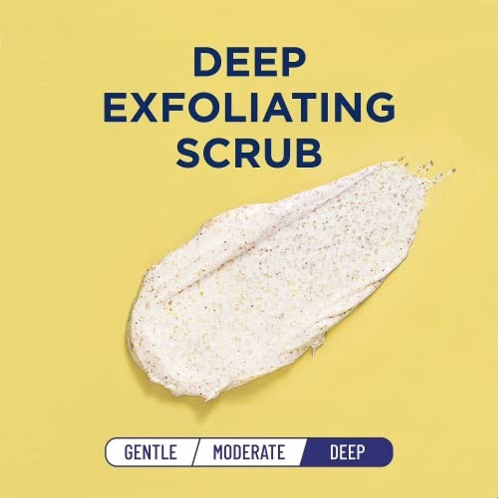 Apricot scrub texture smear with specks and a gentle to deep exfoliating scale